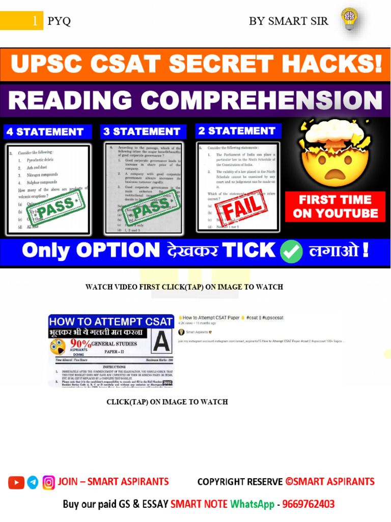 Csat Important Topic With Video by Smart Aspirants | PDF
