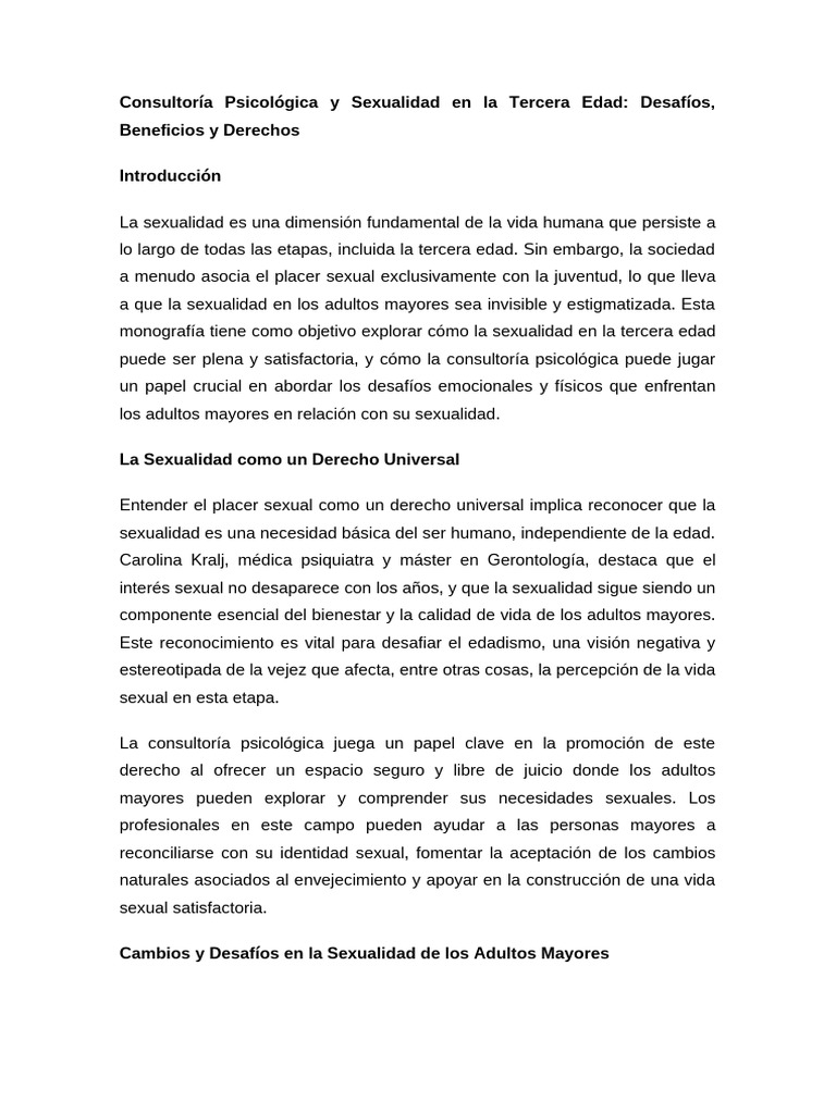 Sexualidad y Consultoría en la Tercera Edad | PDF | Vejez | Adultos