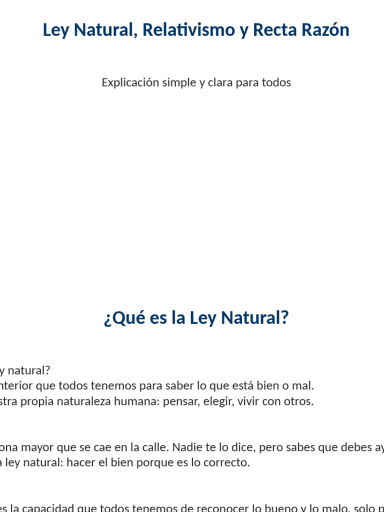 Presentacion Etica LeyNatural Relativismo RectaRazon | PDF