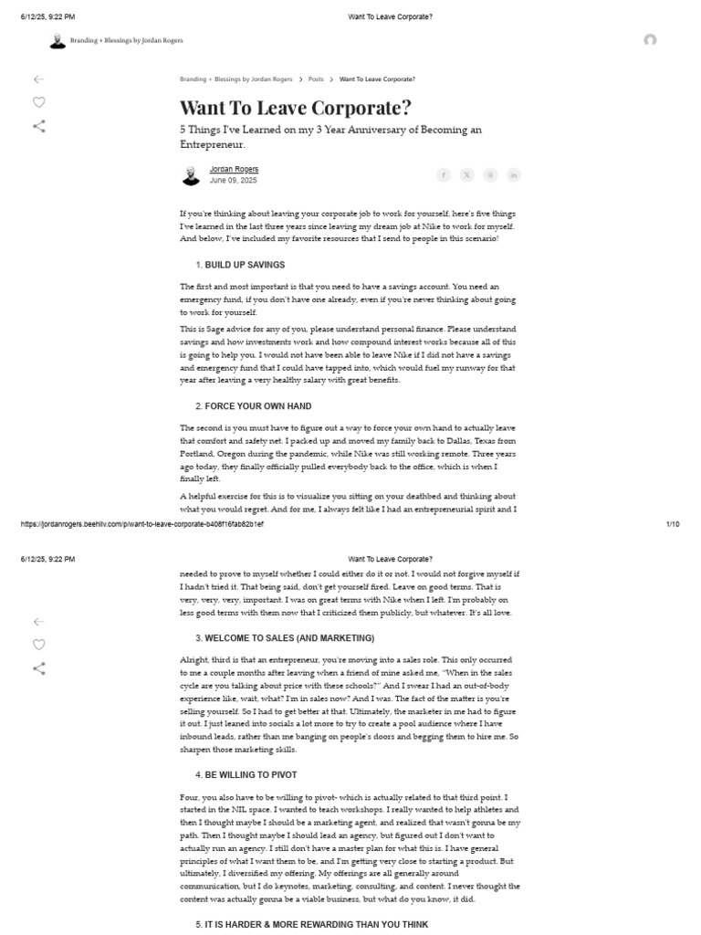 Want To Leave Corporate | PDF