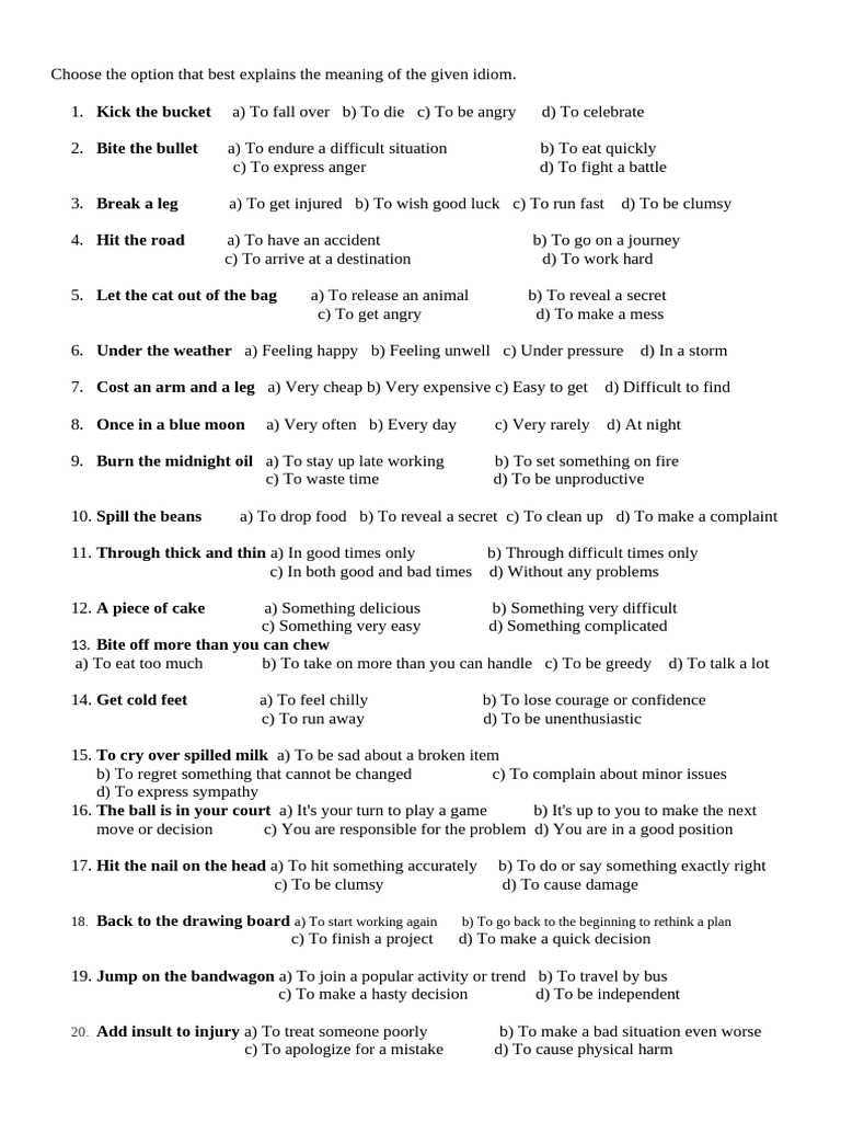 Understanding Common Idioms | PDF