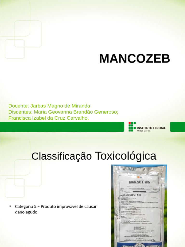 Mancoze: Segurança e Aplicação Agrícola | PDF | Agricultura