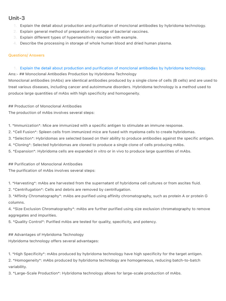 Monoclonal Antibodies Production Overview | PDF | Monoclonal Antibody ...