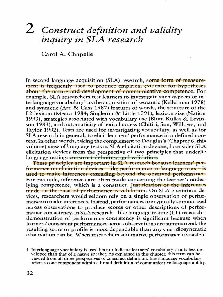 Construct Validity in SLA Research | PDF | Second Language Acquisition ...