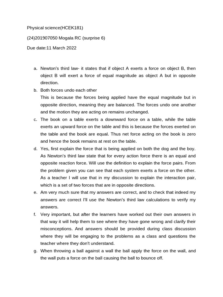 Mogala RC (Surprise 6) | PDF | Force | Classical Mechanics