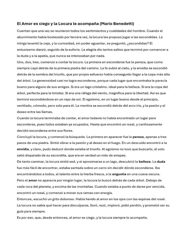 El Amor es Ciego y la Locura Acompaña | PDF | Amor