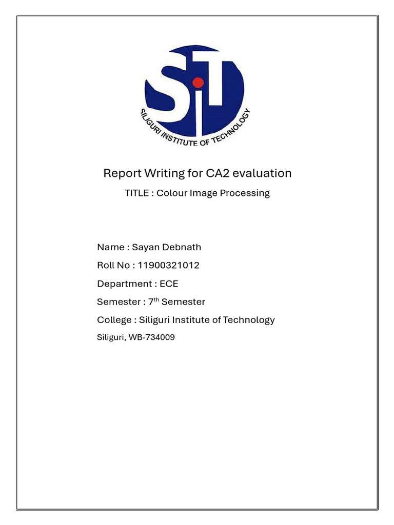 Sayan's Colour Image Processing Report | PDF | Color | Rgb Color Model