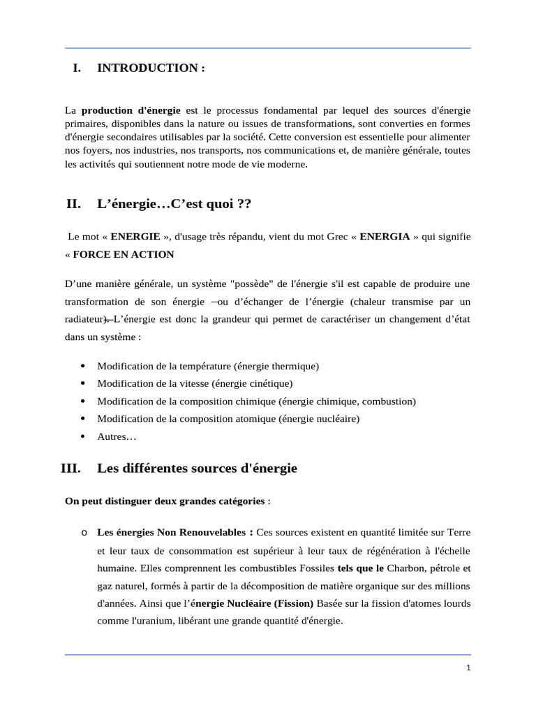 Comprendre la Production et le Stockage d'Énergie | PDF | Stockage de l ...