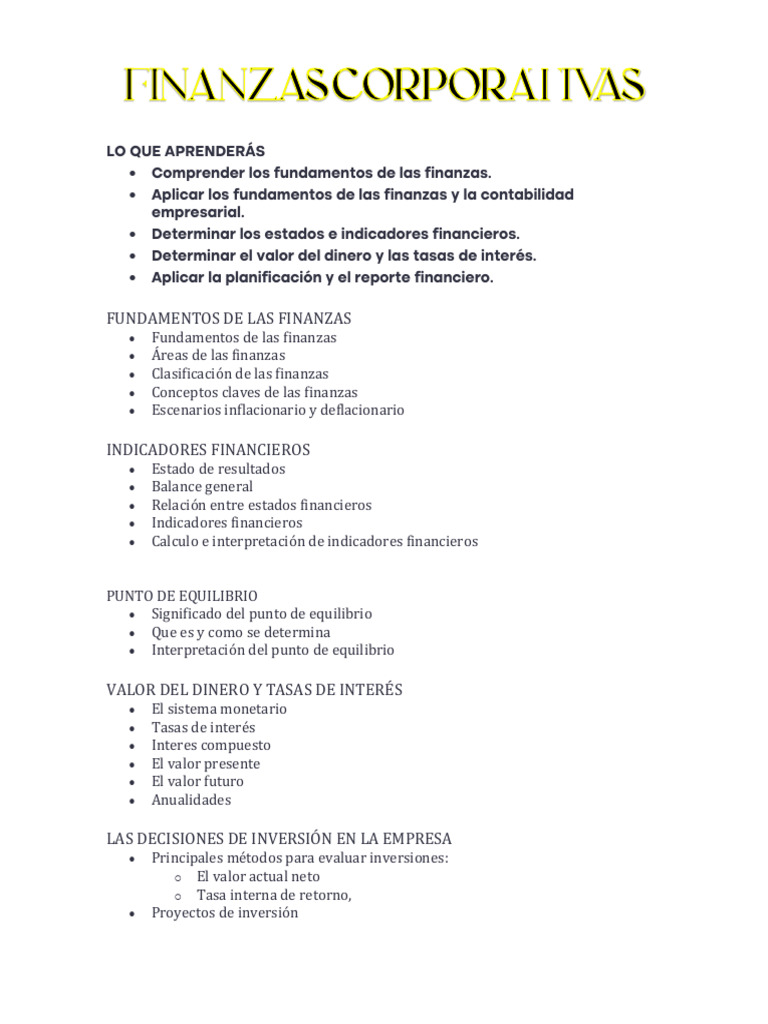 Fundamentos Esenciales de Finanzas Empresariales | PDF