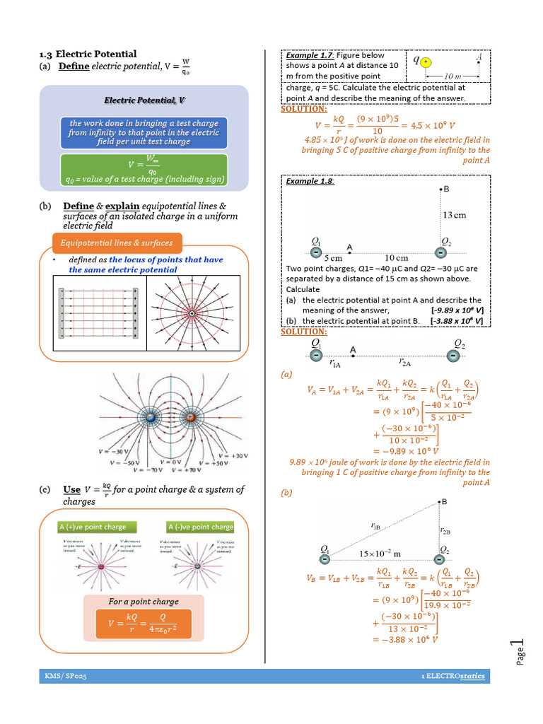 Electric Potential, V | PDF | Electric Field | Voltage