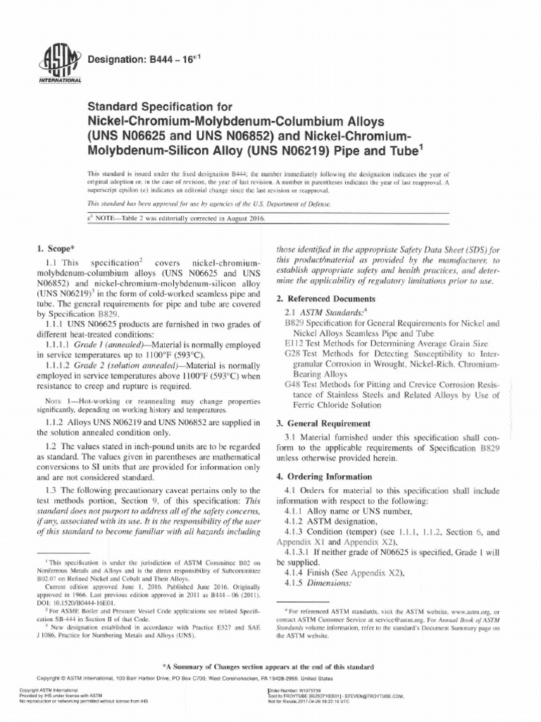 Astm B444 | PDF