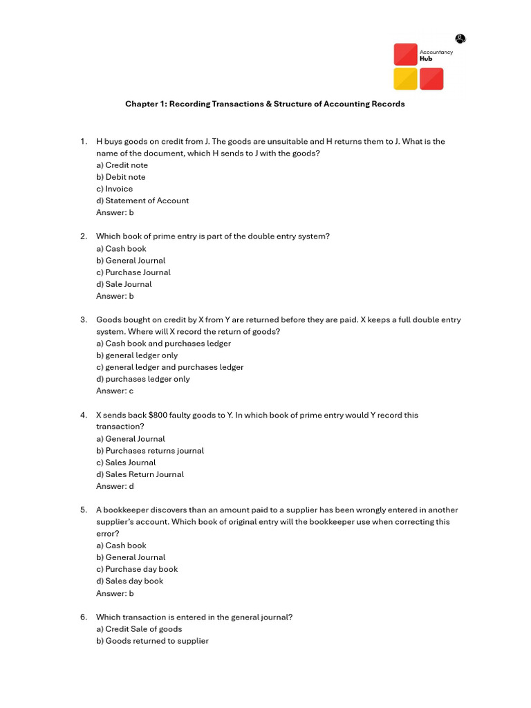 Answer Sheet - Chap1 Recording Transactions Structure of Accounting ...