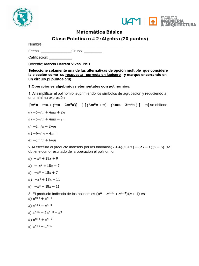 Clase Práctica N #2 Algebra | PDF | Matemáticas | Álgebra