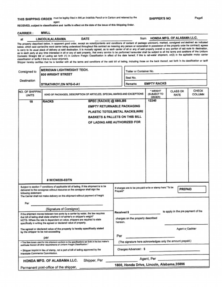 Blank ML6 Shipper IIT | PDF