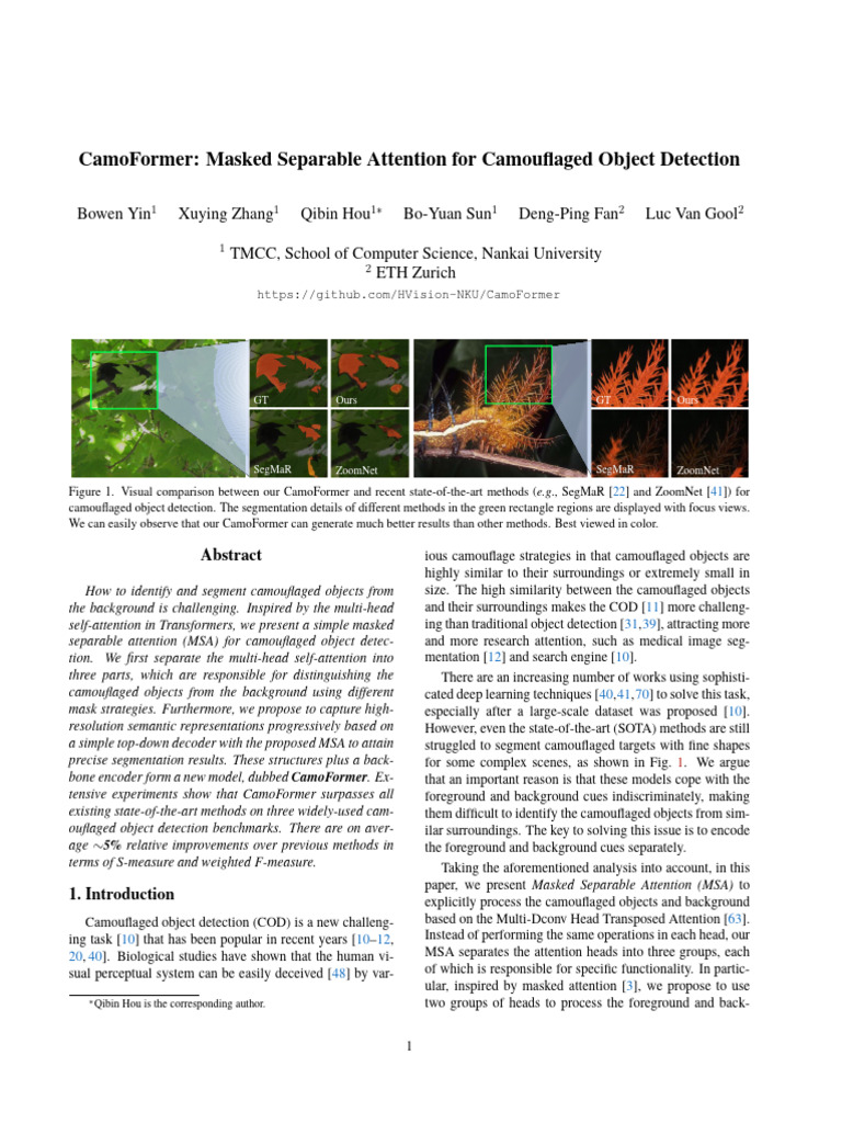 CamoFormer: Advanced Camouflage Detection | PDF | Image Segmentation ...