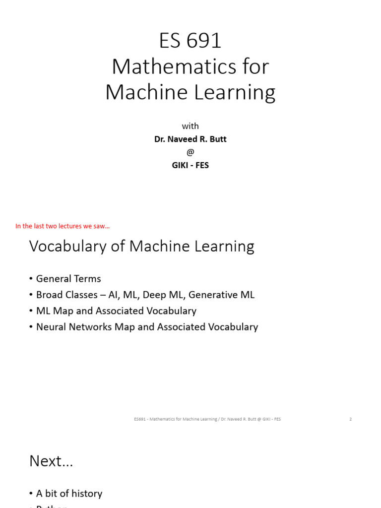 Mathematics For Machine Learning - Naveed R. Butt - Set-7 | PDF ...