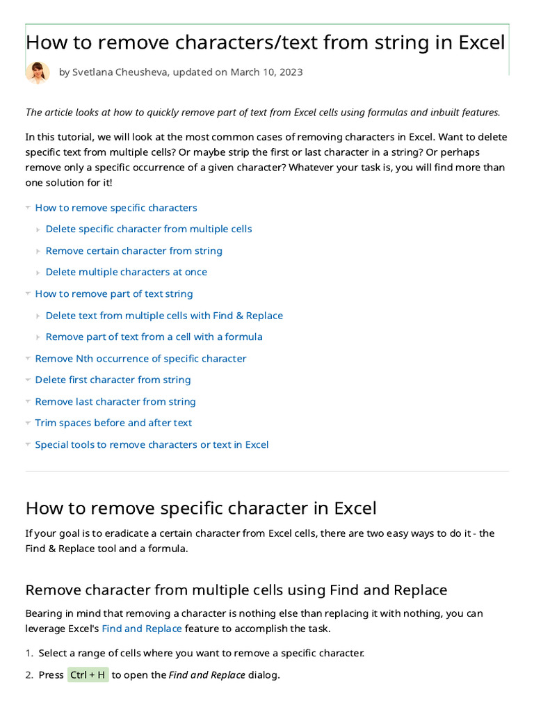Remove Text and Characters in Excel | PDF | Microsoft Excel | Regular ...