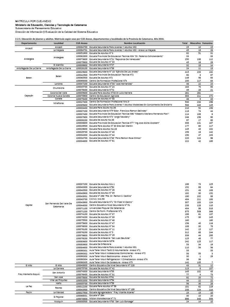 Cuadro 2.2.5. Educacin Jvenes y Adultos | PDF | Etapas educativas