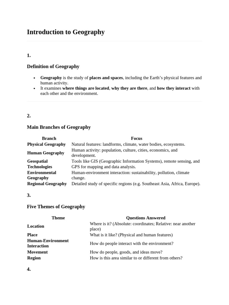 Introduction to Geography Overview | PDF | Geography | Geographic ...