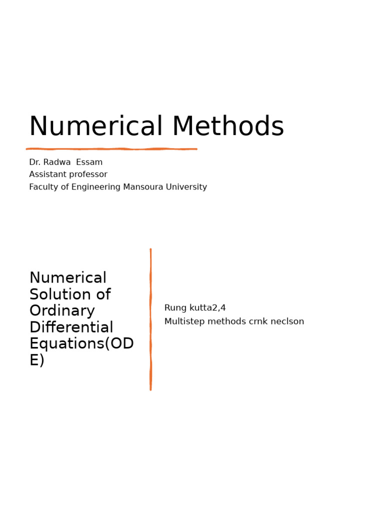 Numerical Methods for ODE Solutions | PDF