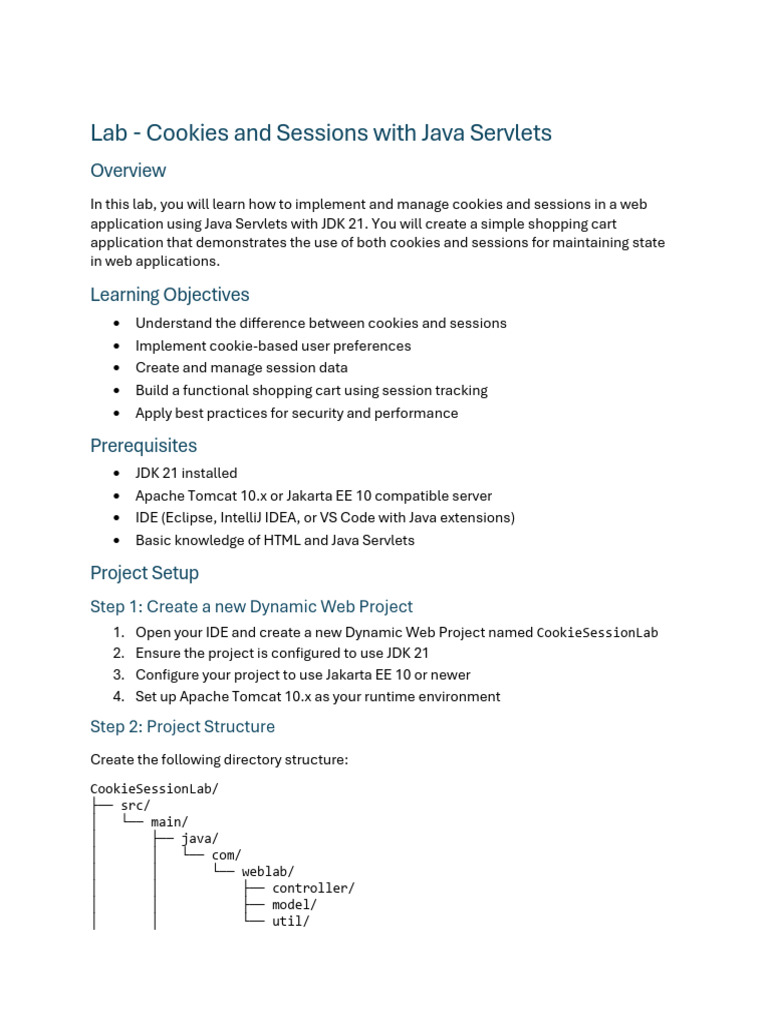 Lab 09 Cookie Session Lab | PDF | Http Cookie | Java Platform
