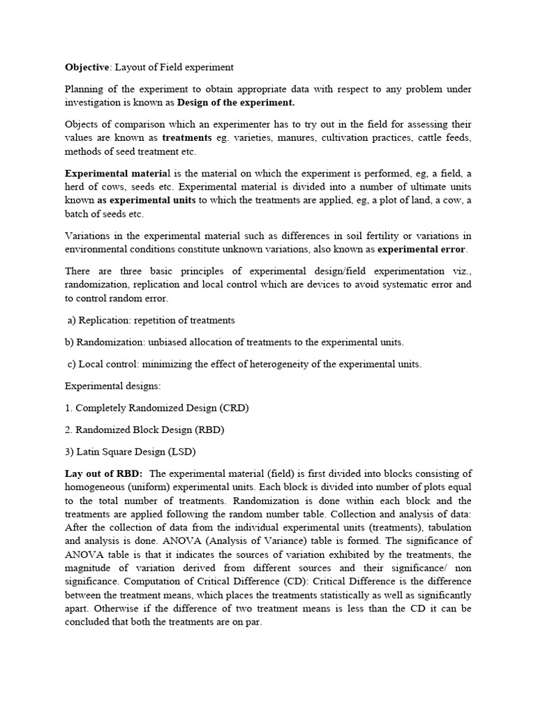 Field Experiment Design Principles | PDF