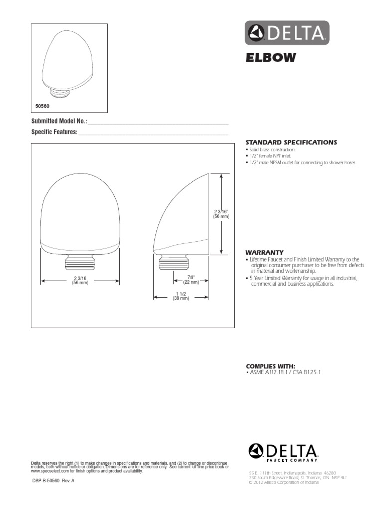 Delta DSS Specifications and Warranty | PDF | Tap (Valve) | Pipe (Fluid ...
