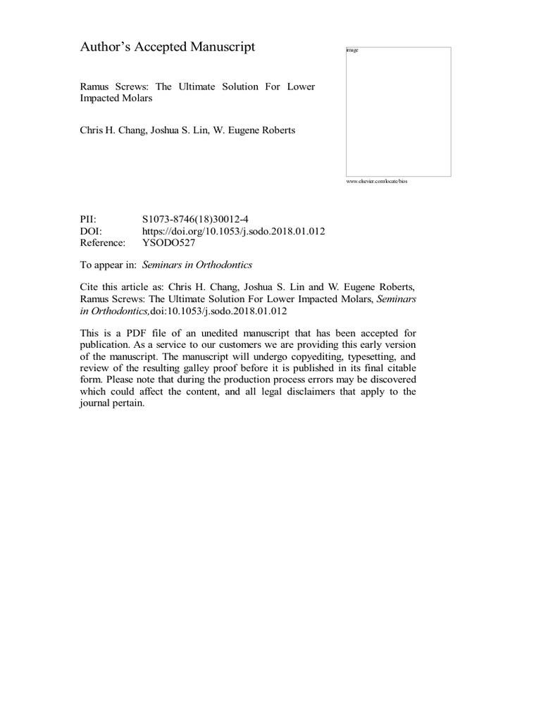 Ramus Screws for Horizontal Impactions | PDF | Human Tooth | Dental Implant