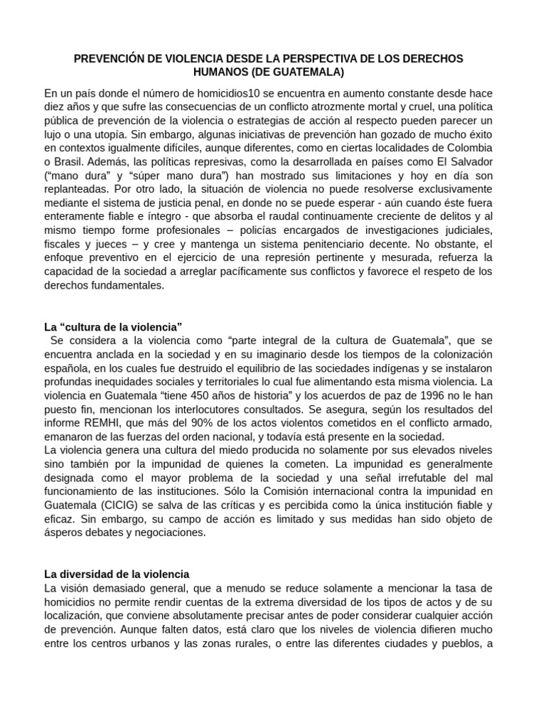 Prevención de Violencia en Guatemala: Retos y Estrategias | PDF ...