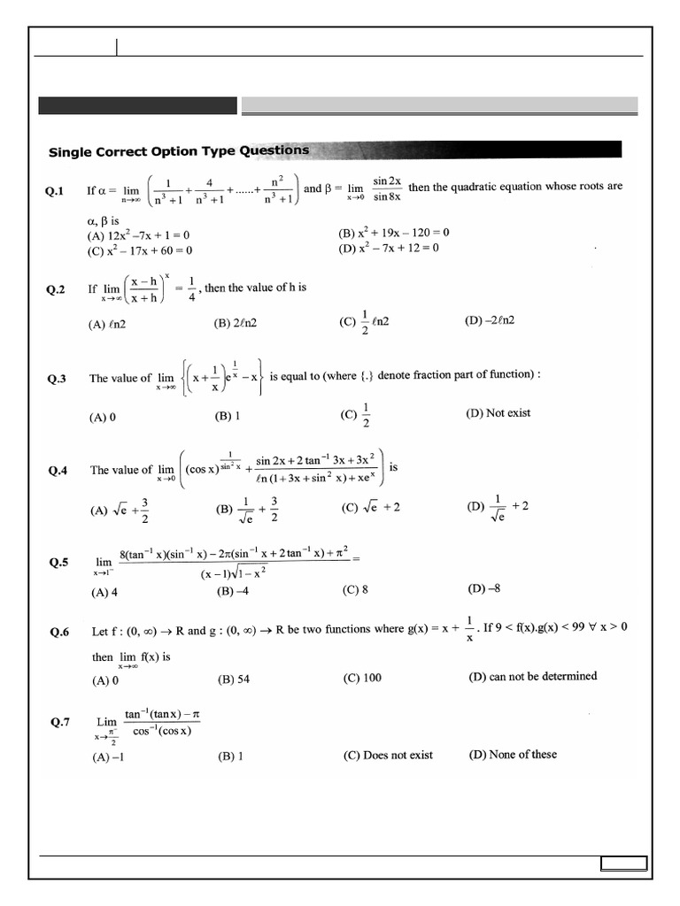 10 Maths Assignment (Limits) Lakshya | PDF | Mathematics | Science