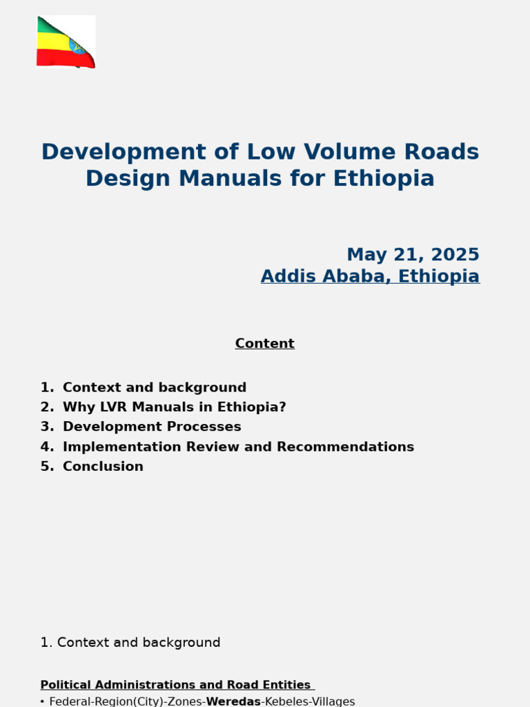 Low Volume Road Design Manuals Ethiopia | PDF | Ethiopia | Road Surface