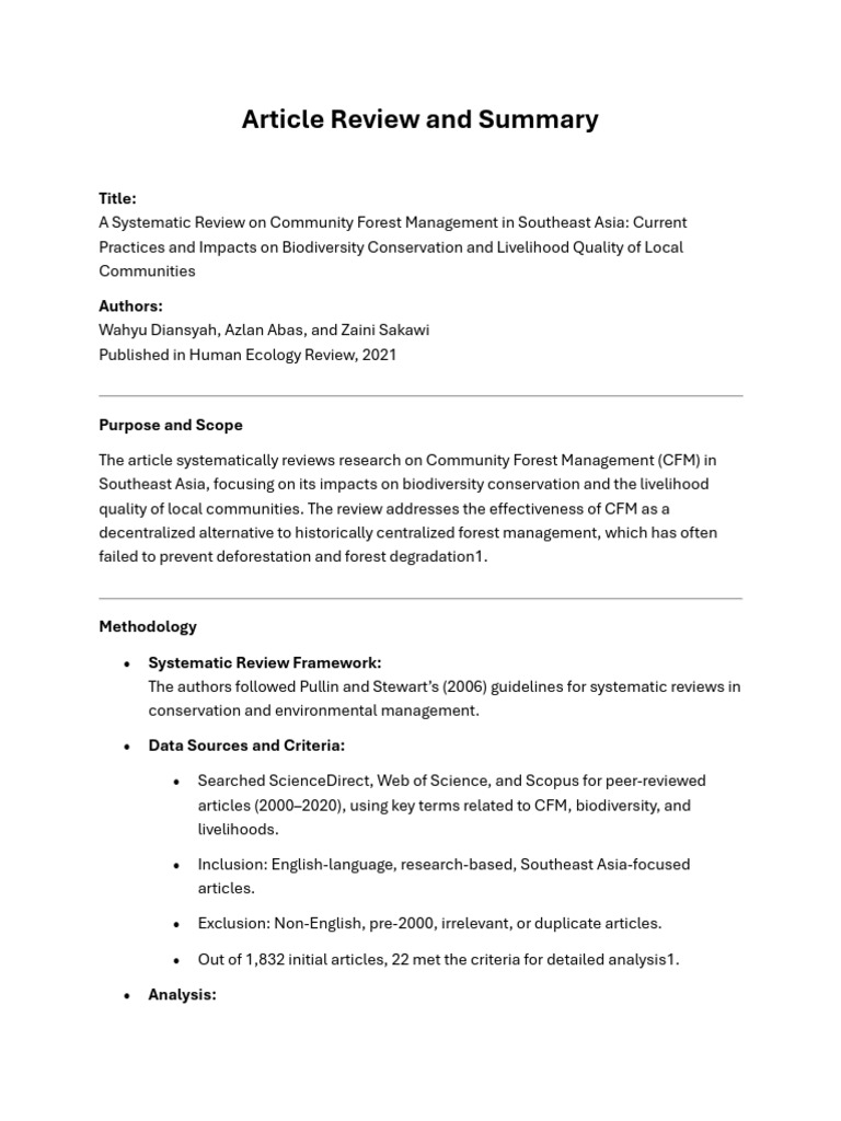 Community Forest Management in SE Asia | PDF | Forest Management ...