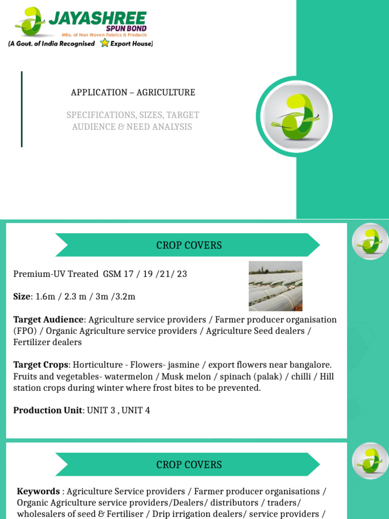 Agricultural Application Specifications | PDF | Agriculture | Mulch