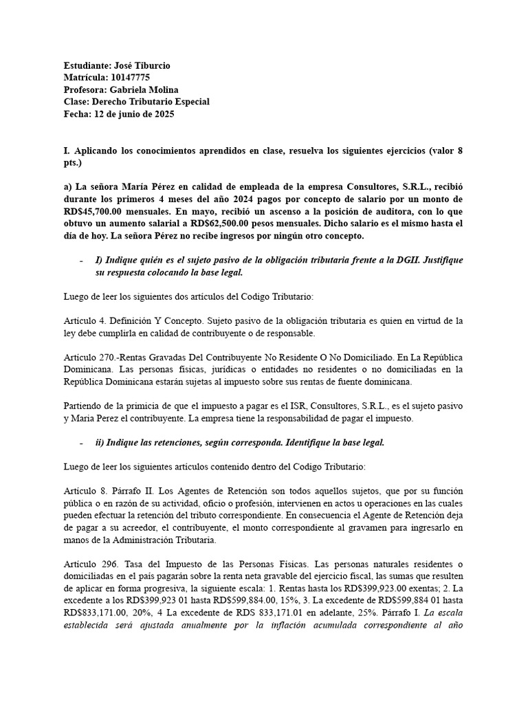 Tarea Tributario | PDF | Impuesto sobre la renta | Impuestos