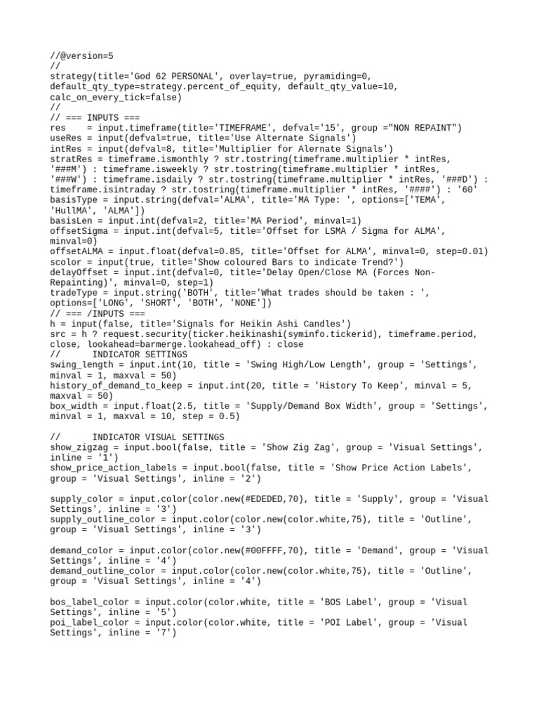 God 62 Trading Strategy Script | PDF