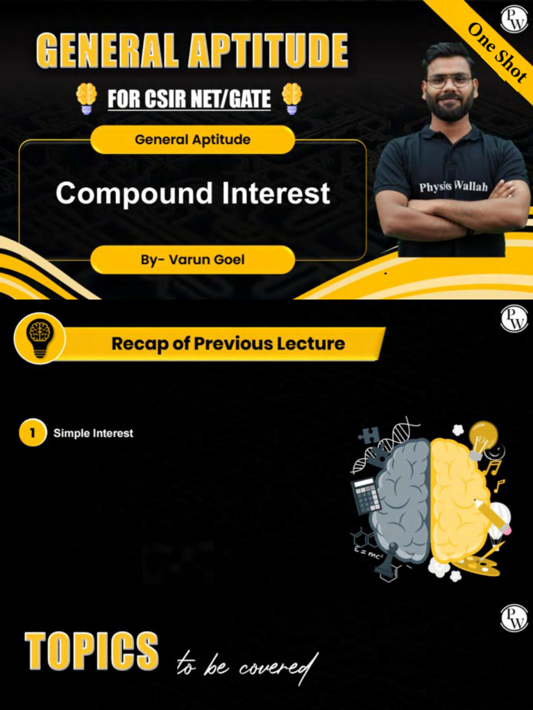 Compound Interest One Shot Class Notes General Aptitude | PDF