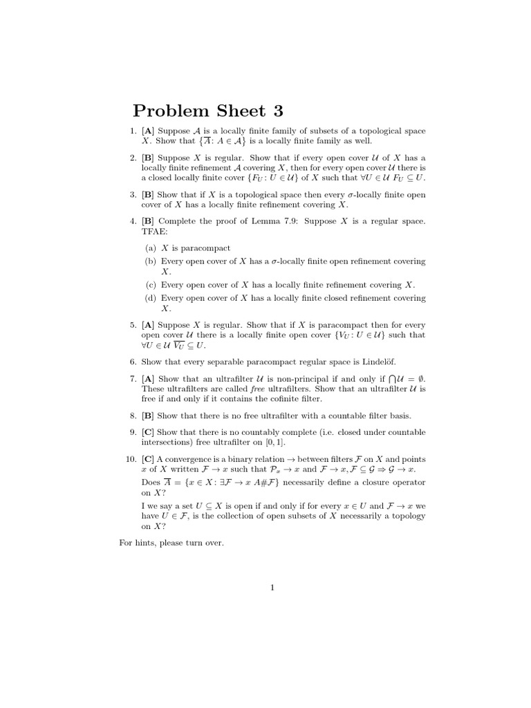 ProblemSheet3 2023-3 | PDF | Mathematical Concepts | General Topology