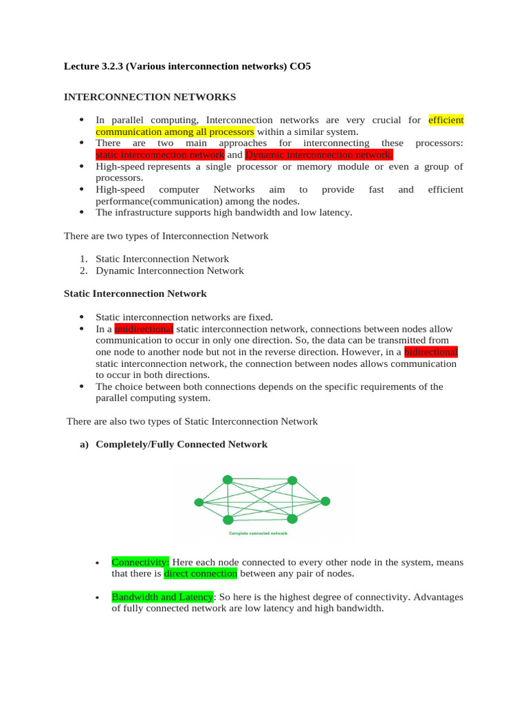 LECTURE NOTES INTERCONNECTION NETWORKS visual data 7