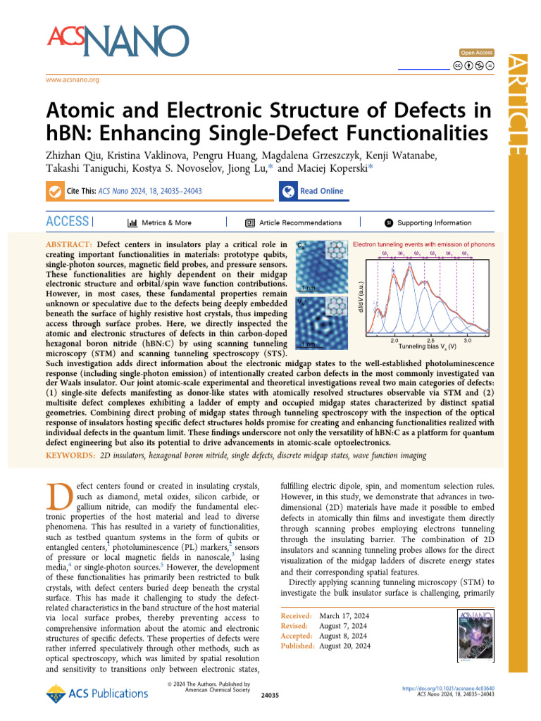 Defect Structures in Carbon-Doped hBN | PDF | Graphene | Scanning ...