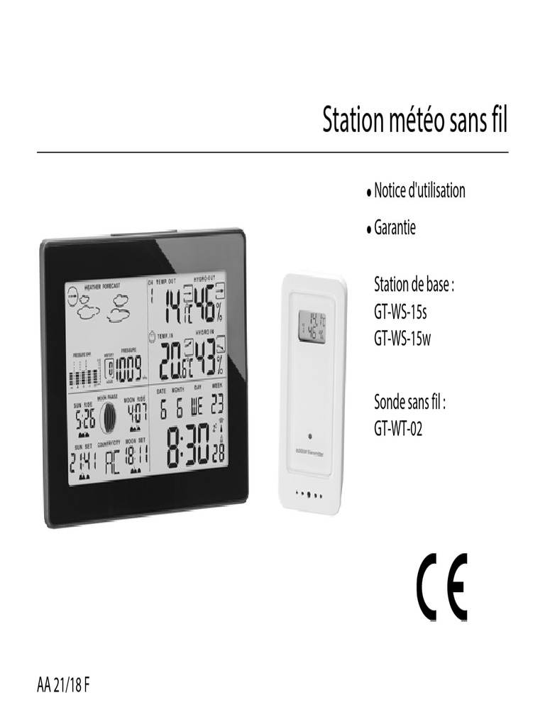 Guide d'utilisation Station Météo GT-WS-15 | PDF | Météorologie | Émetteur