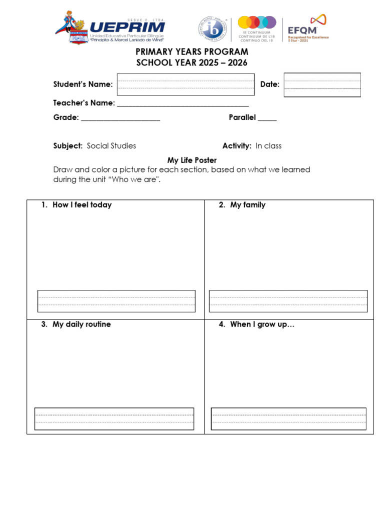 My Life Poster Activity Guide | PDF