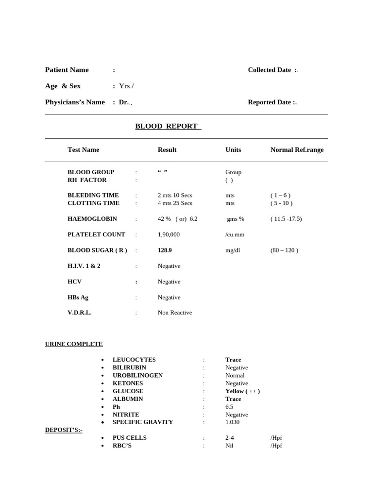 Comprehensive Blood and Urine Report | PDF