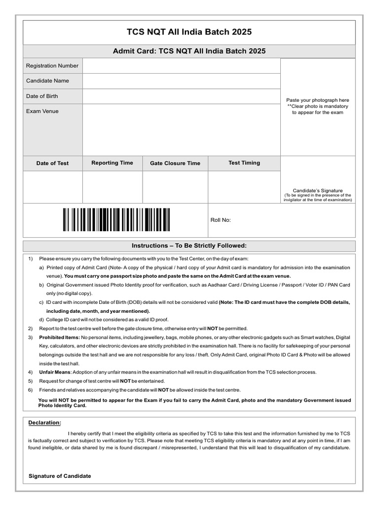 Admit Card | PDF | Identity Document | Authentication