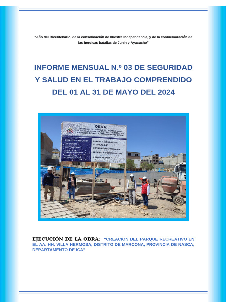Informe Mensual de Seguridad 03/2024 | PDF | Seguridad y salud ...