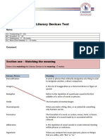 Literary Devices Test: Section One - Matching The Meaning