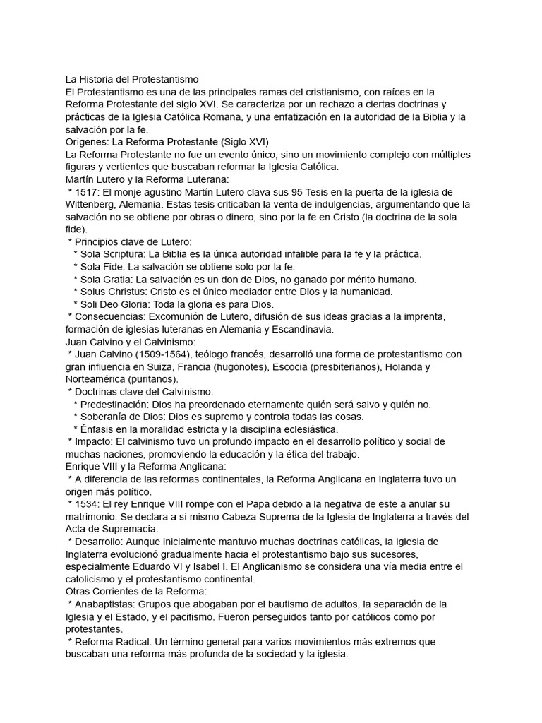 Orígenes y evolución del protestantismo | PDF | protestantismo ...