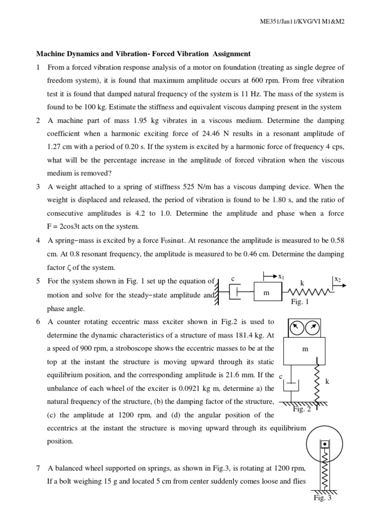 Machine Dynamics and Vibration-Forced Vibration Assignment | PDF ...