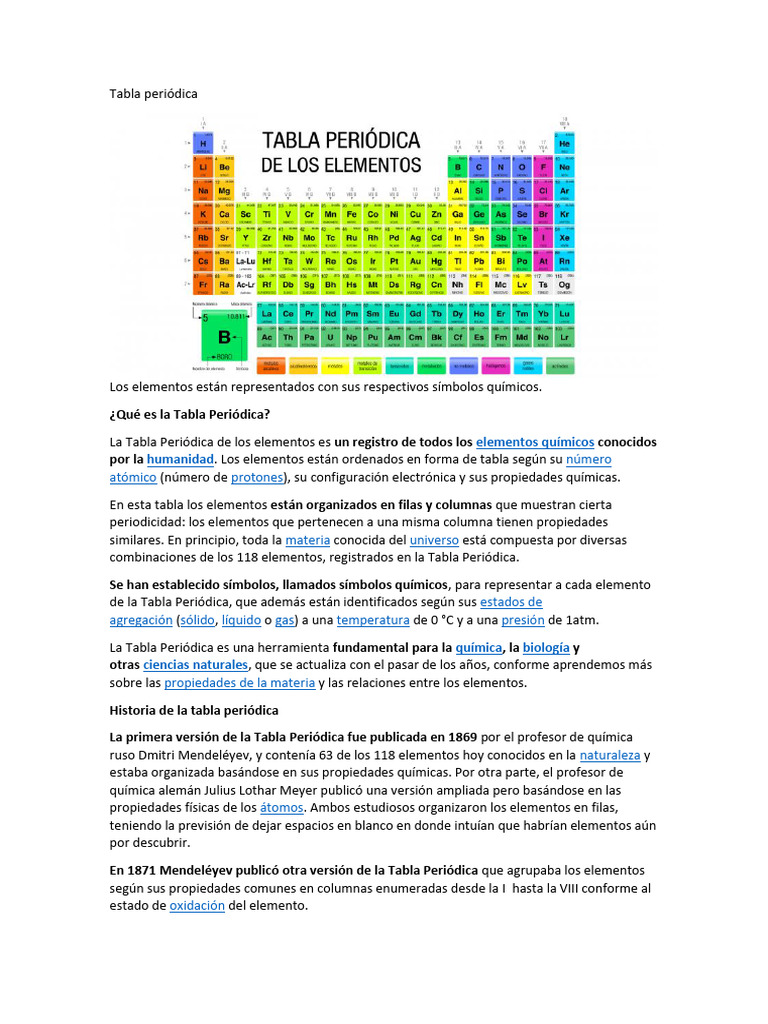 Tabla Periódica | PDF | Tabla periódica | Química