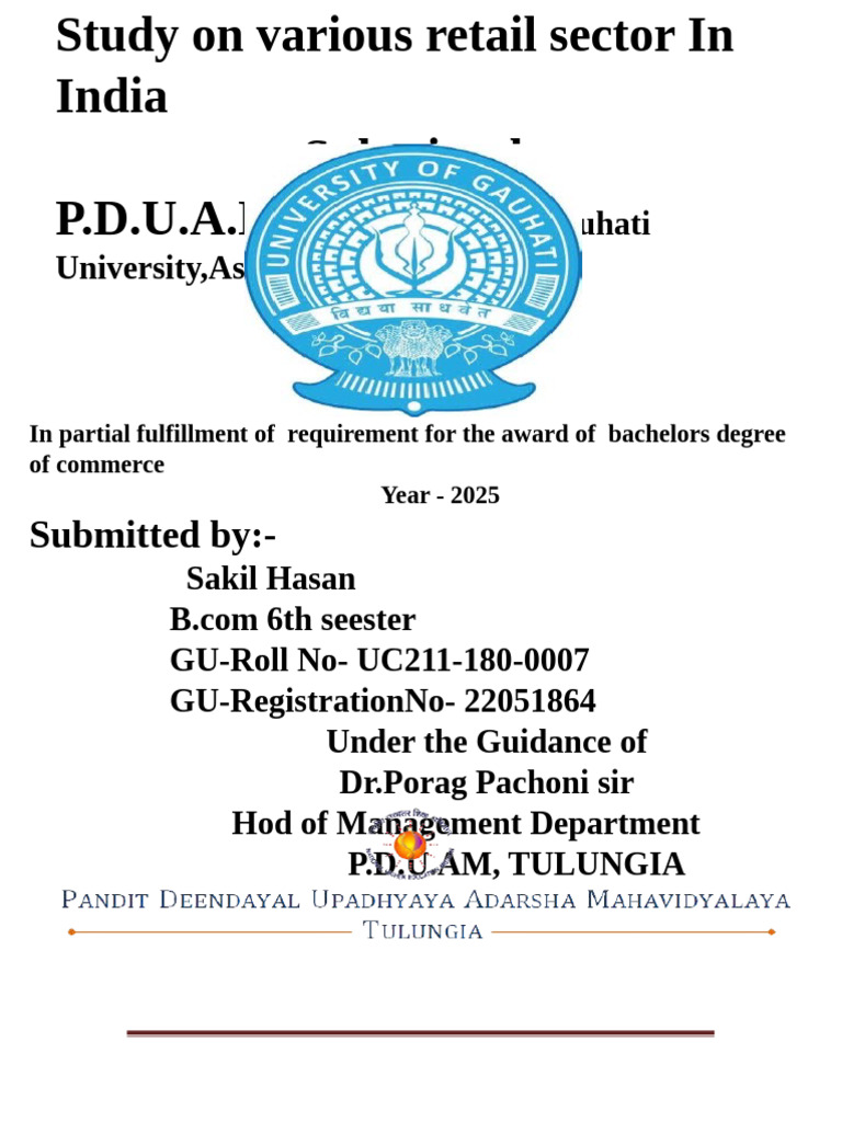 Retail Management Project 6th Sem PDF Retail Brand
