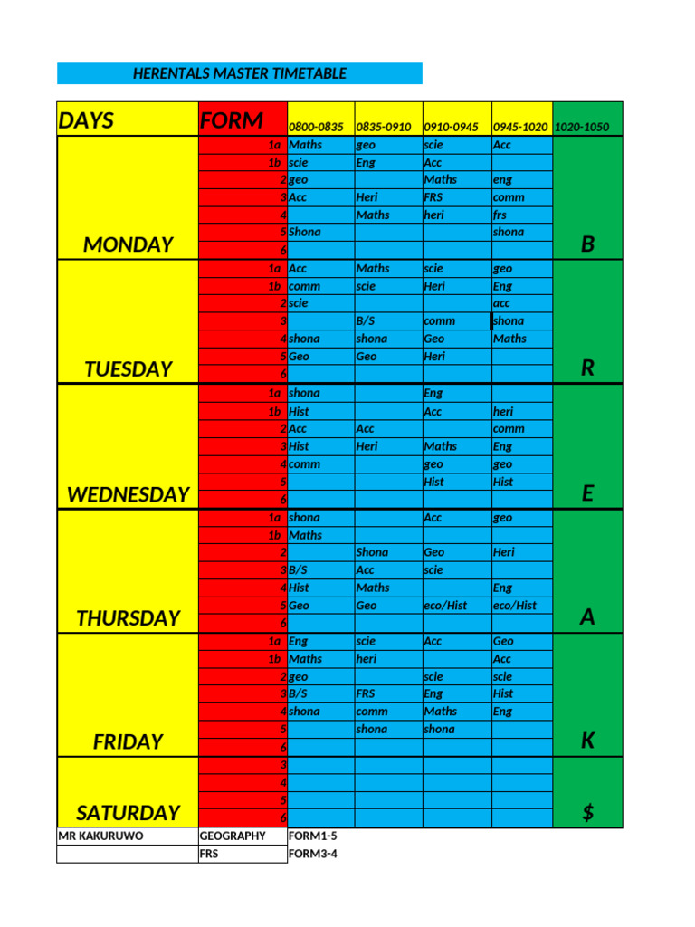 Herentals School Timetable | PDF